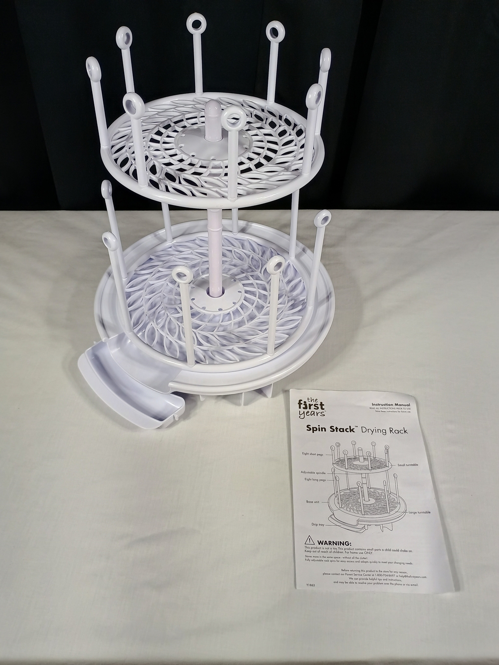The First Years Spin Stack White Baby Bottle Drying Rack